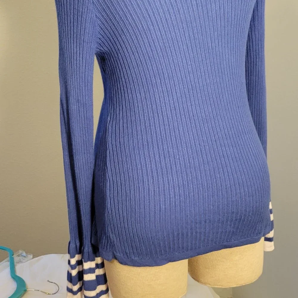 INC WOMENS BLUE FLARED LONG SLEEVE SWEATER - Picture 5 of 9
